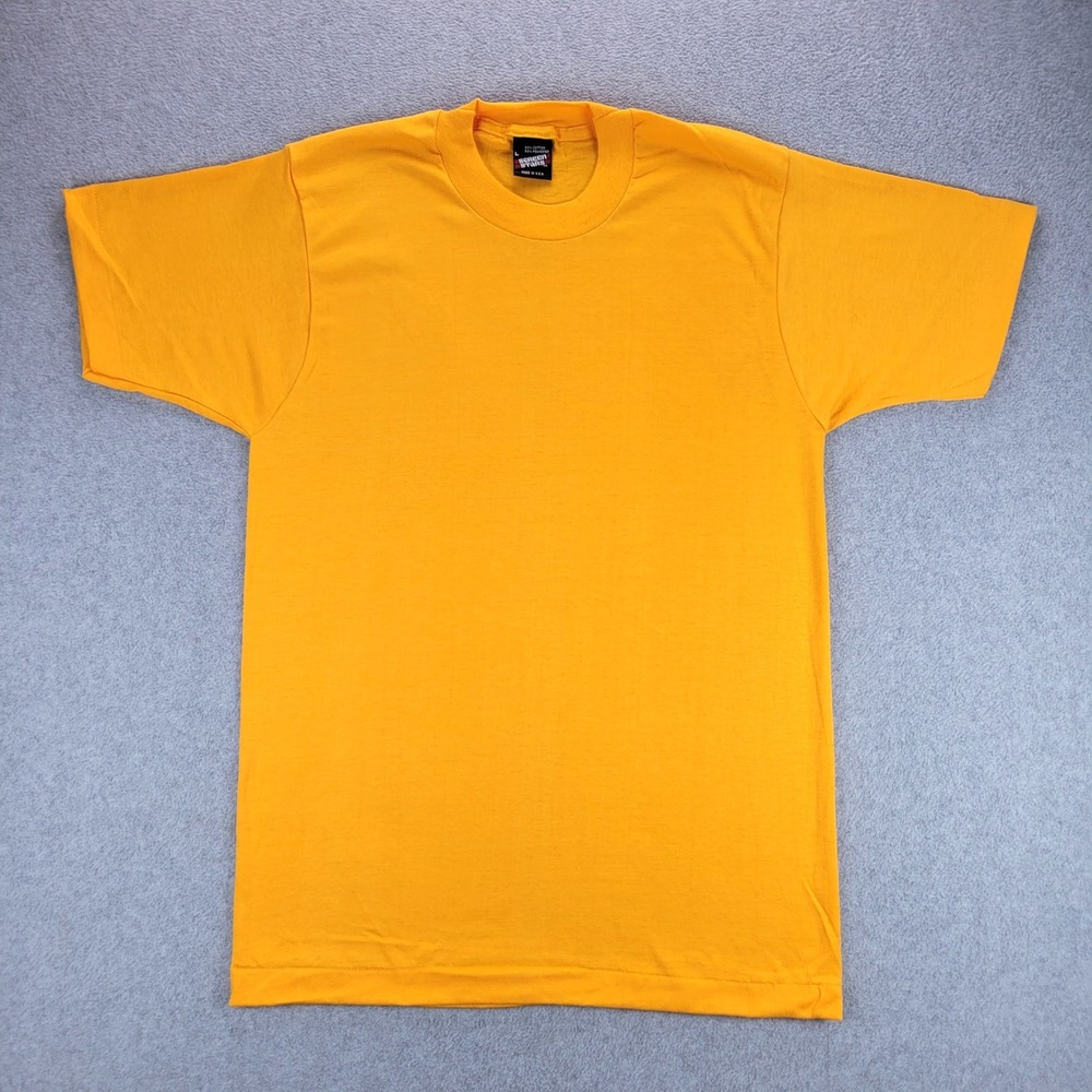Screen Stars T-Shirt Mens Large Yellow Vintage Single Stitch Blank Made in USA - Picture 1 of 7